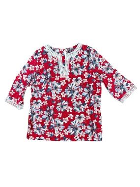 Woman’s Alfred Dunner red white and blue floral tunic size 16W